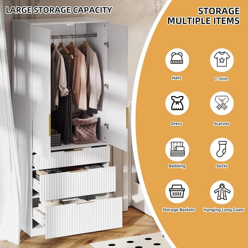 ANAYA Averra Fluted Modern Wardrobe Armoire Closet – 31.5"W