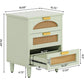 BROOKE Mint Green Modern Rattan 3-Drawer Nightstand - 19.69''