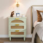 BROOKE Mint Green Modern Rattan 3-Drawer Nightstand - 19.69''