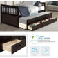 SAGE Espresso Twin Captain’s Bed with Trundle & Storage Drawers - 75.9''