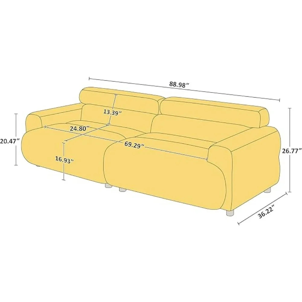 AUBREY Mid-Century Modern Boucle Cloud Loveseat Sofa – Deep Seat Couch - 89"