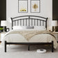 LEAH Modern Metal Platform Bed Frame with Elegant Iron-Art Headboard & Heavy-Duty Steel Slats