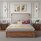 ELIZABETH Wooden Platform Bed Frame with Tall Headboard and Charging Station