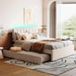 OLIVIA Elegant Modern Upholstered Platform Bed Frame | Queen Size 64.4" Wide Fabric Bed