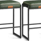 Bar Stools Set of 2, Counter Height Bar Stools, Synthetic Leather with Stitching, Mid-Century Modern