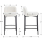 Modern White Sherpa Counter Stools with Black Metal Legs, 26" Upholstered Counter Height Bar Stools with Curved Back