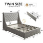 CHLOE Dark Gray Twin Bed Frame with 4 Storage Drawers & Fast Charging Ports - 1000mm Wide