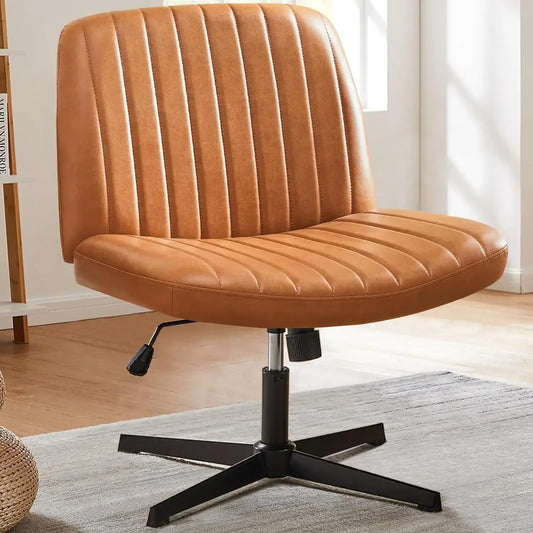 DENMARK Criss Cross Armless Office Desk Chair - Leather Padded Seat - 25.2" W