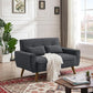 MASON Mid Century Modern 2 Seat Loveseat Sofa, Tufted Linen Couch with Throw Pillows - 48"