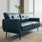 KAYLEE Mid-Century Modern Loveseat Sofa – Tufted Leather 2-Seat Couch -  61.2"