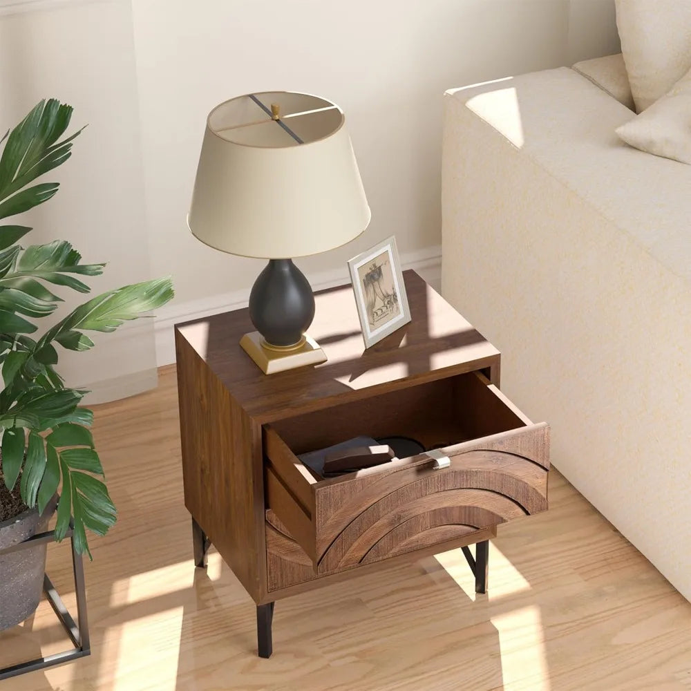ANIYAH Vintage 19" Nightstand with 2 Drawers – Elegant Wooden Bedside Table for Bedroom & Living Room