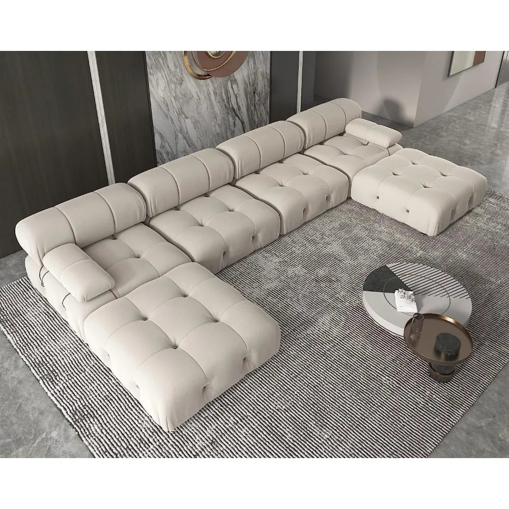 OLIVER Minimalist Modern Velvet U-Shaped Modular Sectional Sofa – 138.6"