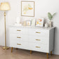ANTONELLA Modern LED White Dresser – 6 Drawer Chest with Gold Handles – 47.2''