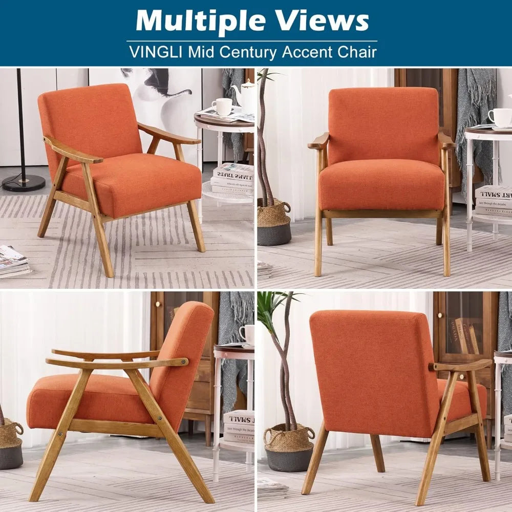 ANDREA Solara Retro Mid-Century Accent Lounge Chairs Set – 21.7" W