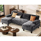 RYLEIGH Modern Foam Upholstered U-Shaped Sectional Sofa – Double Chaise Lounge Couch | 111.8"W