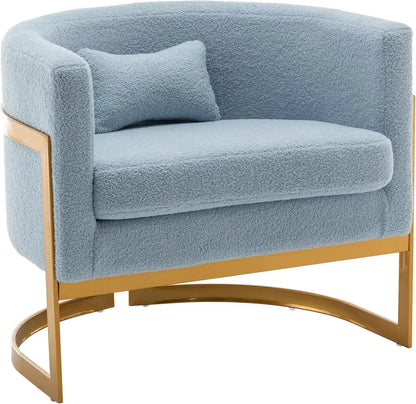 MICAH Brown Faux Leather Barrel Accent Chair – Modern Upholstered Armchair - 31" W