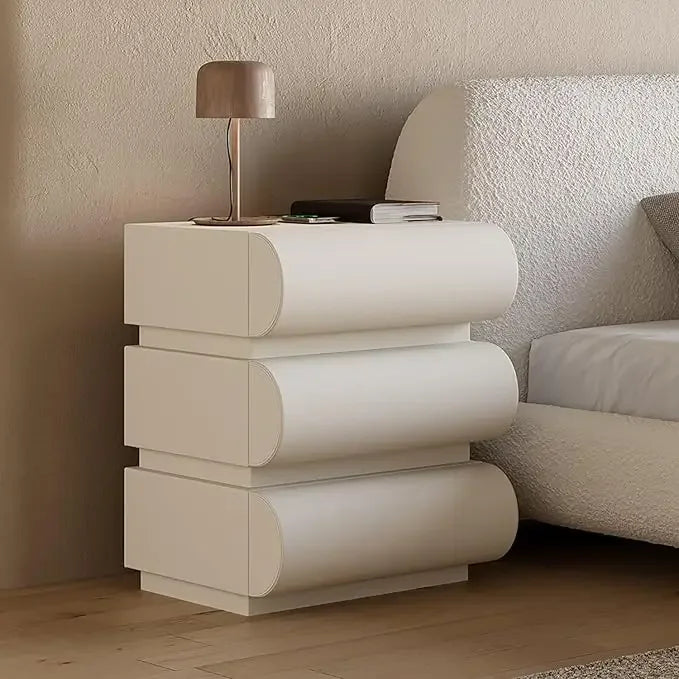 KAYLA Modern Black Leather Smart Nightstand with Wireless Charger - 19.7"