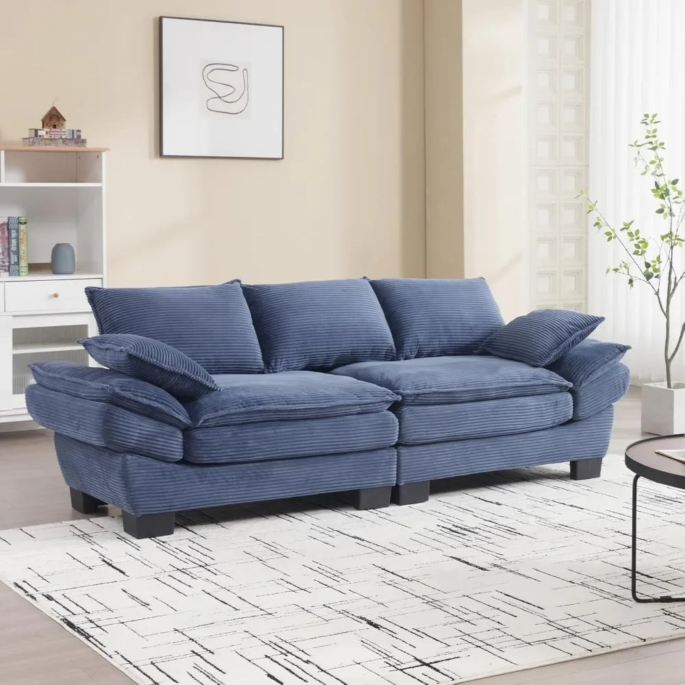 ANDREW Modern Corduroy 3-Seater Sofa – Deep Seat & Wide Armrest Upholstered Couch - 88.6"