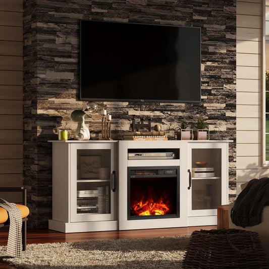 GRACIE Avenmoor Modern Fireplace TV Stand – Entertainment Console, 58" Wide