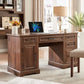 MARY Farmhouse Executive Desk with Drawers & Cabinet – 58" W