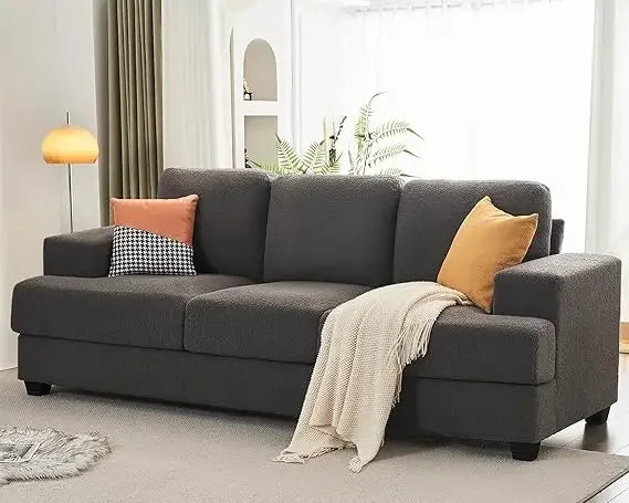 DANIEL Modern Sofa Couch, Extra Deep Seats 3-Seater, Striped Corduroy Fabric - 89"