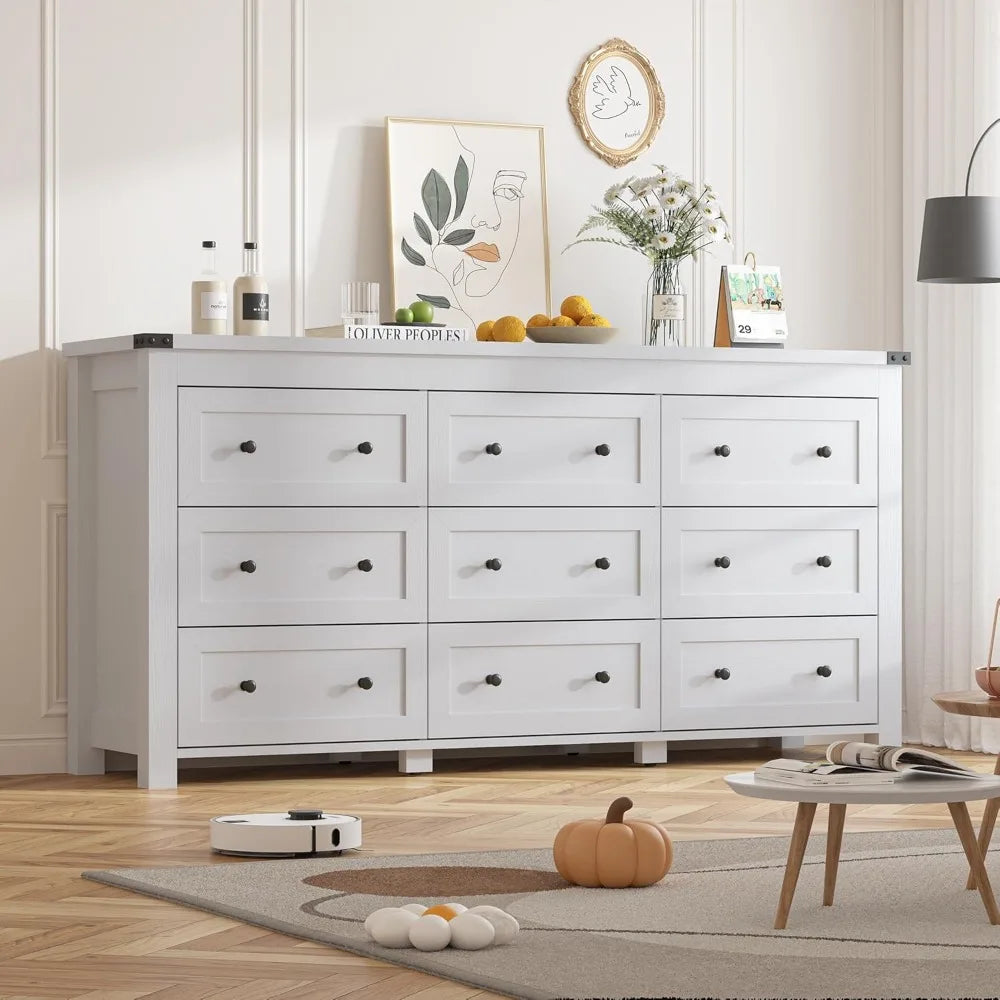 AMAYA Modern Minimalist 9-Drawer Wooden Dresser - 59"