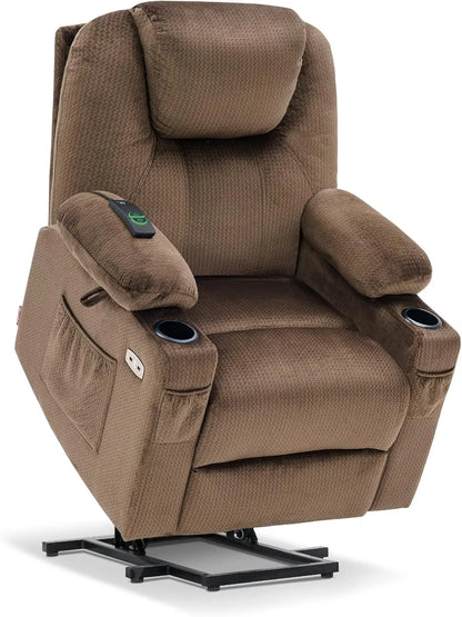 CARSON Large Power Lift Recliner Chair with Massage & Heat - Mocha - 35.4" W