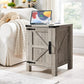 CAMILLA Rustic Farmhouse Barn Door Nightstand with Charging Station - 18'' Wide