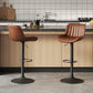 Set of 2, Mid Century Modern Faux Leather Swivel Adjustable Height Bar Stool, Counter Height Pub Bar Chair