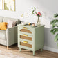 BROOKE Mint Green Modern Rattan 3-Drawer Nightstand - 19.69''
