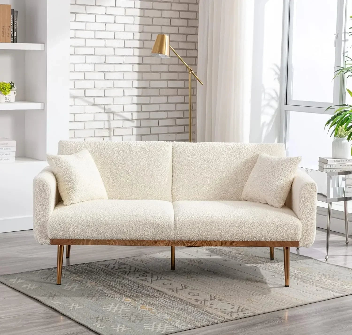 MADISON Modern Sofa Bed, Convertible Loveseat with 2 Decorative Pillows - 63.78"