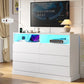 ARIANNA Modern LED Dresser with Power Outlet - 51.2" Wide Storage Chest with 6 Drawers