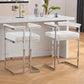 Heah-Yo Modern Pu Bar Stools Set Of 2, 26"" Counter Stools With Back Faux Leather Upholstered Barrel Barstools With Silver