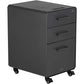 CHARLES Modern Charcoal Grey Mobile Filing Cabinet -3-Drawer Lockable Metal – 15.75" W