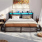 GENESIS Modern Upholstered Platform Bed Frame with LED Storage Headboard & Charging Station