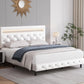 NATALIE Modern Upholstered Queen Bed Frame with LED Lights - Crystal Tufted Headboard - 60"