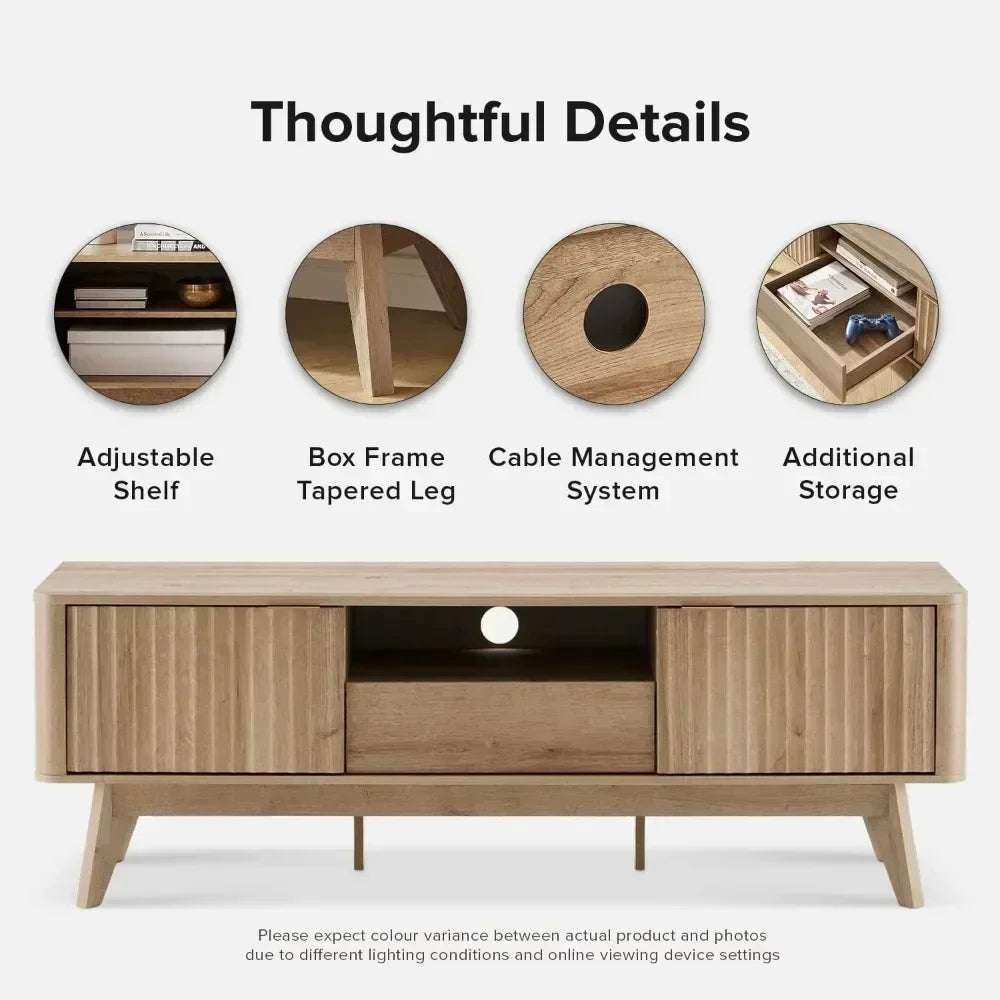 SERENITY Brooklyn Mid-Century Modern TV Stand – 57"W