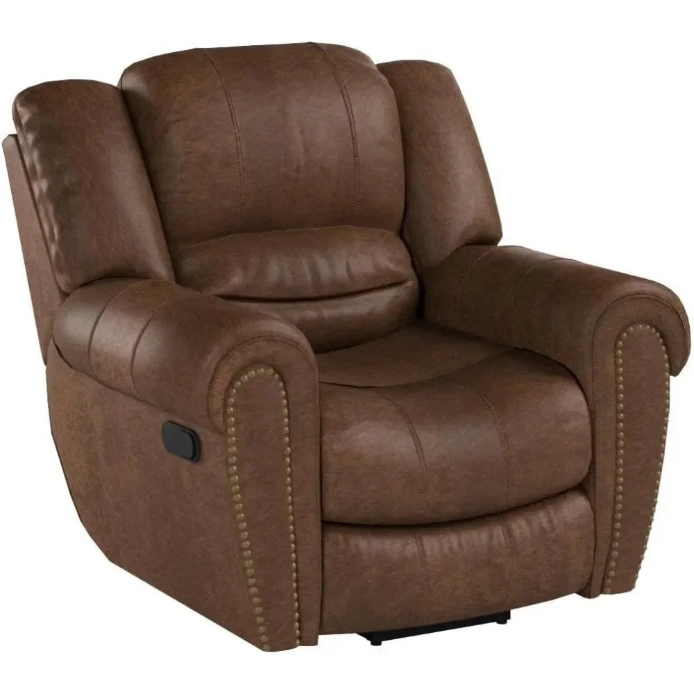 ANTHONY Classic Leather Manual Recliner Chair – Traditional Single Sofa - 41"