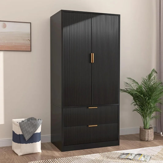 DALEYZA Modern Wooden Wardrobe Closet with Drawers – 31.5" Wide Armoire Cabinet