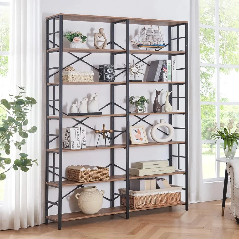 JAMES Industrial Bookcase, Double Wide 7-Tier Shelf, Heavy Duty - 47.44" W
