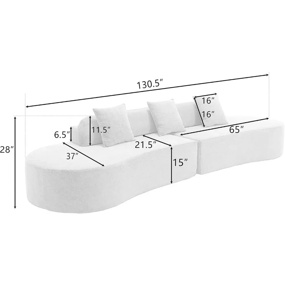 TYLER Modern Minimalist Modular Sectional Sofa, Curved 4-Seater - 130.05"