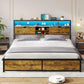 AMELIA Modern King Platform Bed Frame 76'' Wide with LED Lights