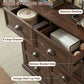 CAMILLE Rustic Farmhouse 8-Drawer Wooden Dresser – Tall Storage Chest | 42'' W