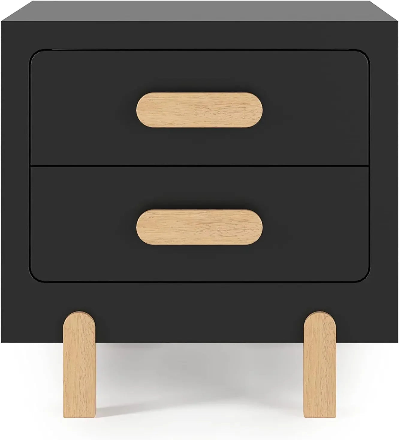 ANGELINA Modern Black 19" Wide Wooden Nightstand – Minimalist 2-Drawer Bedside