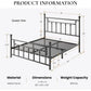 RUBY Vintage Metal Platform Bed Frame – Classic Design with Headboard & Footboard - 63''