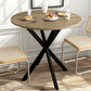 JOANNE Circle Kitchen Table with Metal Pedestal & Wooden Top Round Dining Table – 31.5"W