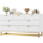 EVANGELINE Modern Geometric 7-Drawer Dresser - 53.5" Wide Storage Chest with Gold Metal Legs