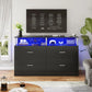 TAYLOR Modern LED Bedroom Dresser – 4 Drawer Storage Chest with Column Design & Charging Station