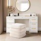 ELLIE Sherpa Upholstered Footstool with Storage - 18.9" W