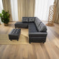 98" Faux Leather Couch with Ottoman Chaise and Cup Holder, Left Hand Facing, L Shaped 3-Piece Sofa for Living Room, Apartment